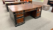 Load image into Gallery viewer, R9708 25”x 72” Mahogany/Blk Used Credenza Desk w/1 File/Storage Cabinet $249.98