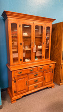 Load image into Gallery viewer, Used Tell City Young Republic maple china cabinet with glass doors and brass pulls