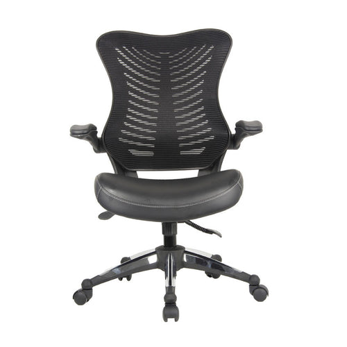 4253 Mesh Back/Leather Seat/Flip Arms Desk Chair $269.95