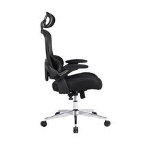 Load image into Gallery viewer, Side view of black mesh ergonomic office chair