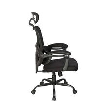 Load image into Gallery viewer, Back view of black mesh ergonomic chair with headrest