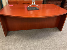 Load image into Gallery viewer, R608 45”x 71” Cherry Bow front Used Desk w/2 Files $499.98 - 1 Only
