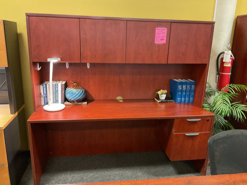 R1119 24”x 71” Cherry Used Credenza Desk w/1 File/Hutch $199.98 - 1 Only
