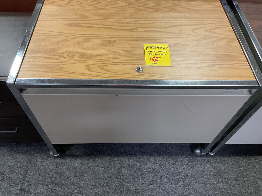 R60 Rolling Metal/Pine Used File Chest $60.00 -1 Only