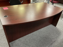 Load image into Gallery viewer, R606 41”x 71” Mahogany Lam Bowfront Used Desk w2 Files $499.98 - 1 Only