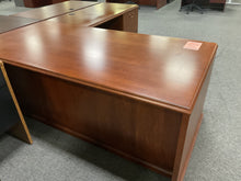Load image into Gallery viewer, R5907 36”x 72” Cherry L-Shaped Used Desk w/2 Files $699.98