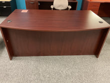 Load image into Gallery viewer, R5715 41”x 71” Mahogany Lam Bowfront Used Desk w/1 File $349.98 - 1 Only