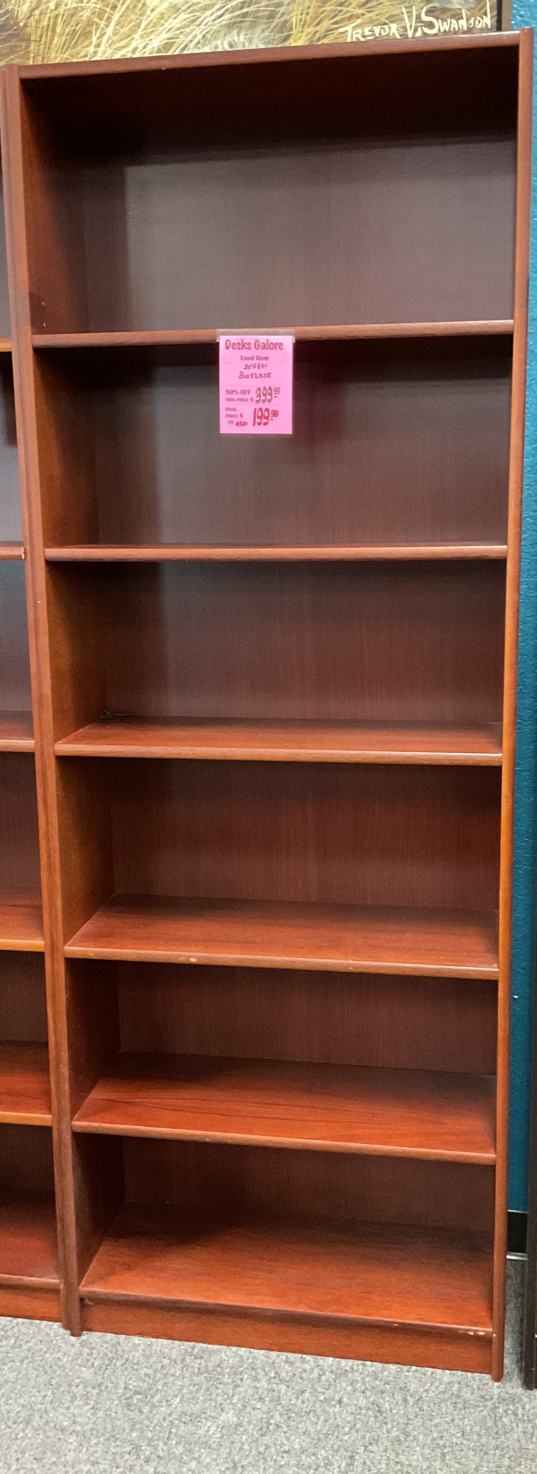 R4501 30”x 84” Cherry Wood Used Bookcase $199.98 - 1 Only!
