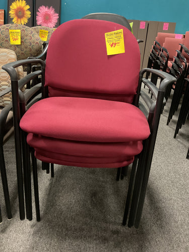 R50 Burgandy Rounded Back Fabric Stackable Used Chair $49.98