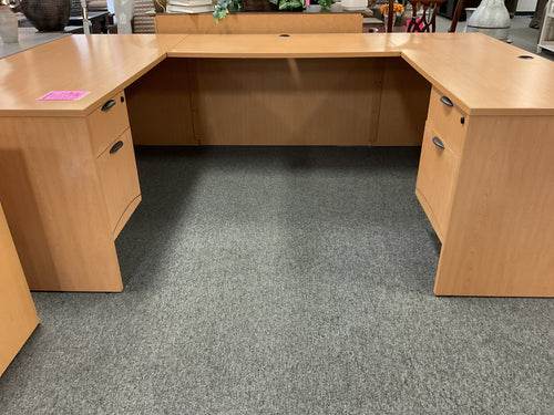R067 30”x 66” Pine Lam U-Shaped Used Desk w/2 Files $349.98 - 1 Only