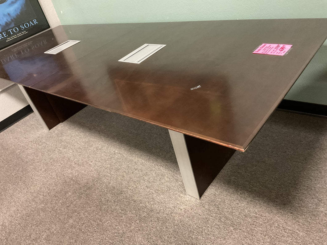 R8881 42”x 9’ Mahogany Rectangle Used Table w/Power Box $699.98