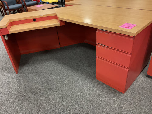 R9110 30”x 60” Pine/Orange Angled Metal Used Desk w/1 File $49.98
