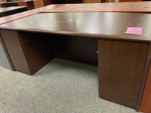 R83 36”x 71” Espresso Bow Front Used Desk w/2 Files $399.98 - 1 only