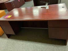 Load image into Gallery viewer, R9900 36”x 72” Mahogany Used Desk w/2 Files $199.98