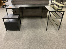 Load image into Gallery viewer, Used Black Laminate U-Shaped Computer Desk with 1 File