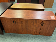 Load image into Gallery viewer, R4402 22”x 71” Cherry Lam 4 Door Used Storage Credenza $399.98