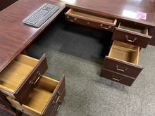 Load image into Gallery viewer, R900 30”x 66” Mahogany L shape Used Desk $349.98 -1 only!