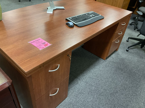 R2001 42”x 72” Cherry Used Desk w/2 Files $399.98 - 1 Only
