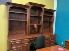 Load image into Gallery viewer, R6910 2’x 8’ Pecan Used Credenza Desk w/Hutch $399.98 - 1 Only