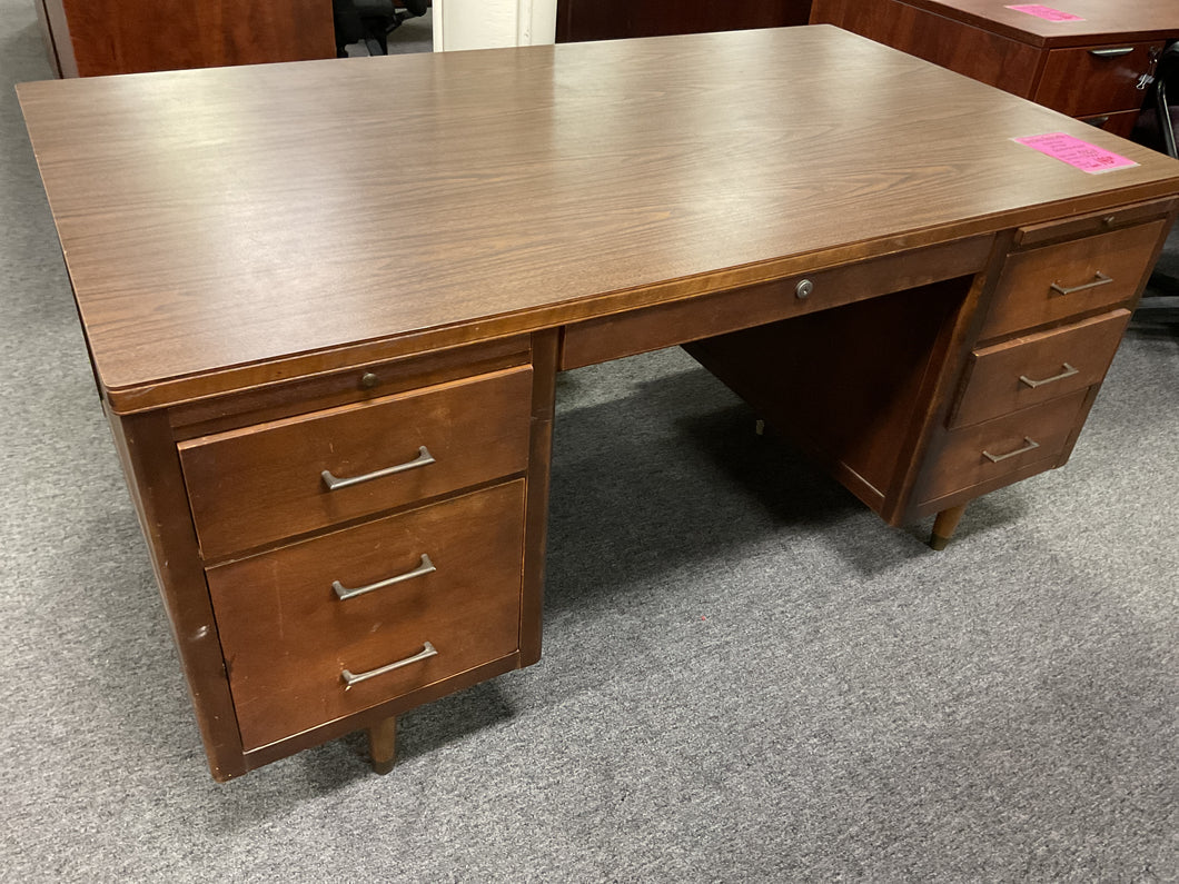 R2002 34”x 60” Pecan Used Desk w/2 files $149.98 - 1 Only