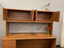 Load image into Gallery viewer, R613 30”x 66” Oak Lam. Used Desk w/1 File/Credenza/Hutch $249.98 - 1 Only