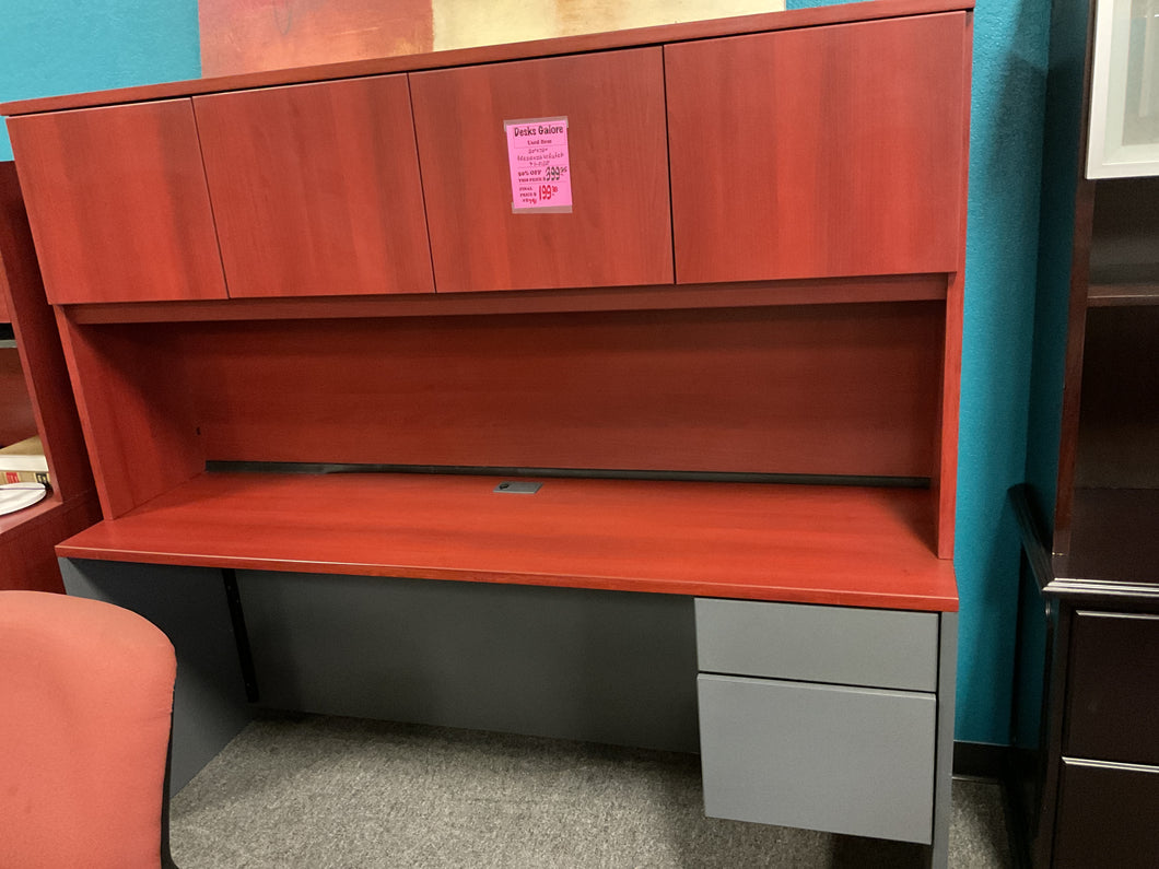 R791 20”x 72” Cherry/Gray Used Credenza Desk w/1 File $199.98 - 1 Only