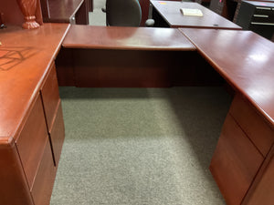 R8896 36”x 72” Cherry U-shaped Used Desk w/2 Files/Hutch $399.98 - 1 Only
