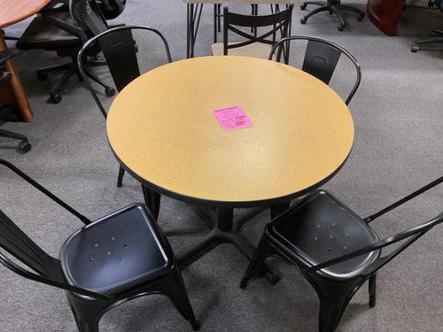 R107 36” Round Yellow Lam Used Table w/4 Chairs $299.98 - 1 Only