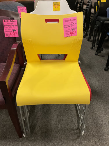 R4558 Yellow/Chrome Plastic Stackable Used Chair $49.98 - 1 Only!