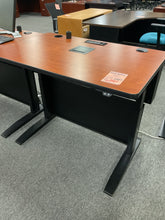 Load image into Gallery viewer, R9908 30”x 48” Cherry/Blk Lam Power Adjustable Used Desk $349.98