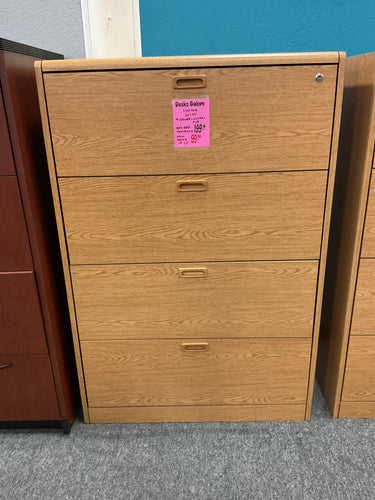 R65 36”x 54” Oak Lam 4 Drawer Used Lateral File $99.98