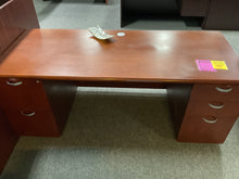 Load image into Gallery viewer, R9604 30”x 72” Cherry Used Desk w/2 Files $249.98 - 1 Only