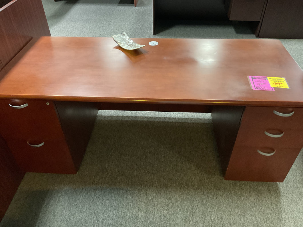 R9604 30”x 72” Cherry Used Desk w/2 Files $249.98 - 1 Only