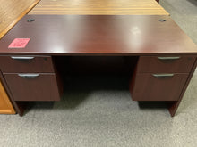 Load image into Gallery viewer, R73 30”x 60” Mahogany Lam Used Desk w/2 Files $299.98