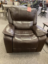Load image into Gallery viewer, R8989 Espresso Leather Barca Lounger Power Used Rocker/Recliner $499.98 - 1 Only