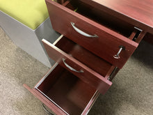Load image into Gallery viewer, R3001 30”x 66” Mahogany Lam Used Desk w/1 File $249.98 - 1 Only