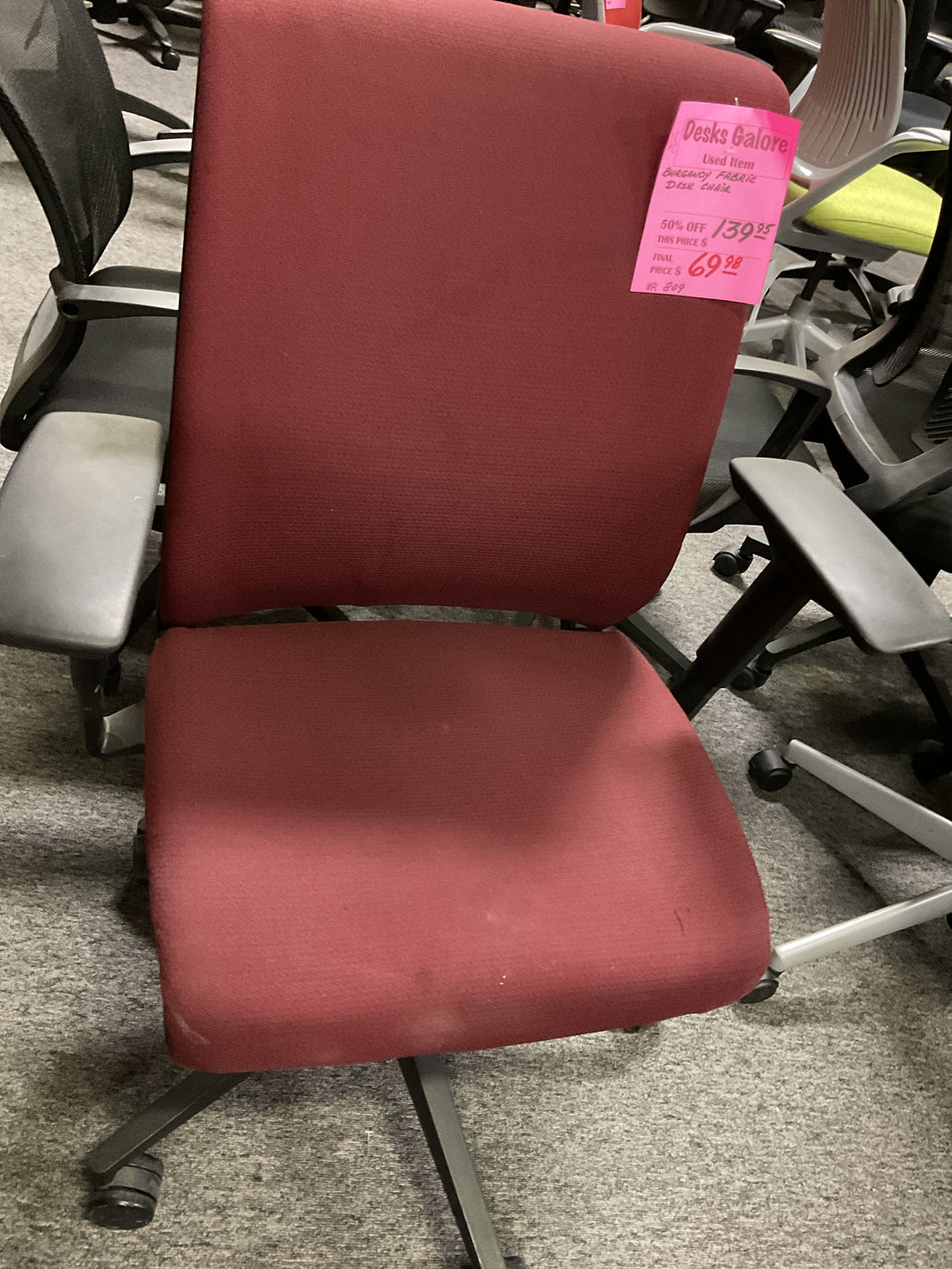 R809 Burgandy Used Office Chair $69.98 - 1 Only!