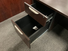 Load image into Gallery viewer, R1203 36”x 71” Espresso Lam L-Shaped Used Desk w2 Files $599.98