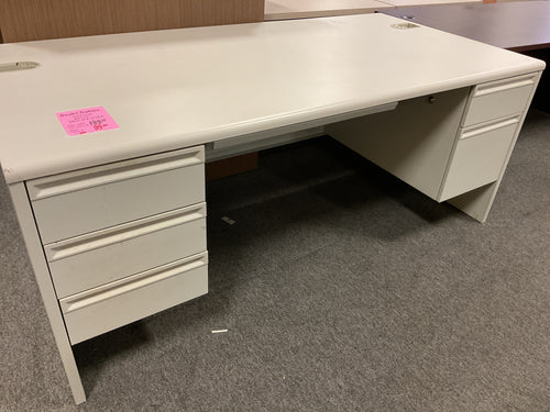 R941 36”x 72” off White Metal Used Desk w/2 Files $99.98 - 1 Only