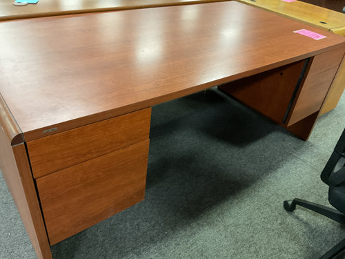 R7703 36”x 71” Cherry HON Lam Used Desk w/2 Files $125.00 - 1 Only
