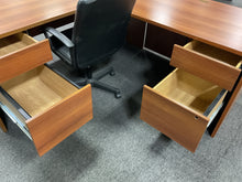 Load image into Gallery viewer, R9920 Light Cherry Lam L-Shaped Used Desk w/2 Files $399.98 - 1 Only