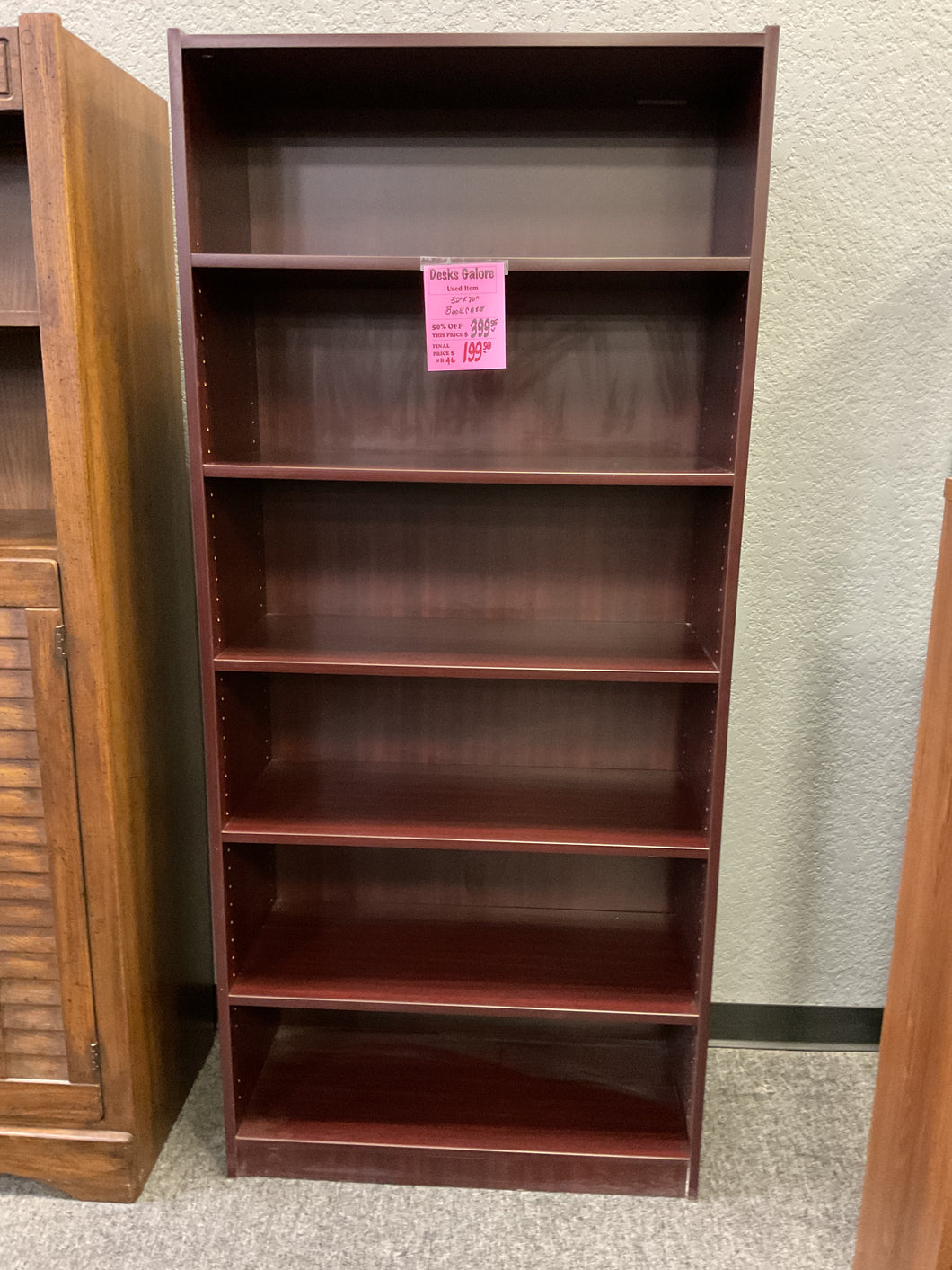 R46 32”x 70” Mahogany Lam Used Bookcase $199.98 - 1 Only