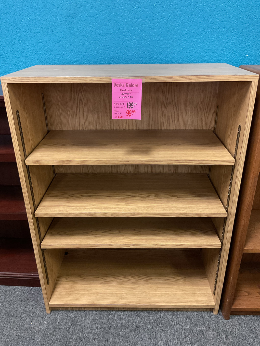 R608 36”x 48” Walnut Used Bookcase $99.98 - 1 Only