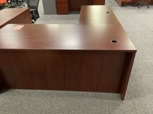 Load image into Gallery viewer, R5404 30”x 66” Mahogany Lam L-Shaped Used Desk w1 File $349.98 - 1 Only