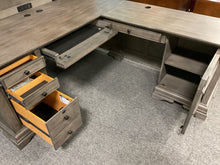 Load image into Gallery viewer, R8801 30”x 68” Gray L-Shaped Used Desk w/Hutch/2 Files $1,249.98 - 1 Only