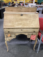 Load image into Gallery viewer, R5958 32”x 16”x 45” Antique Aged Cream Drop Down Used Desk $99.98 - 1 Only
