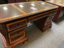 Load image into Gallery viewer, R700 3Pc 32”x 68” Cherry Carved Used Desk w/2 Files/Credenza/Hutch $1499.98 - 1 Only