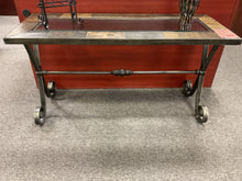 Load image into Gallery viewer, R1226 22”x 56”x 30” Slate Tile/Metal Base Used Console Table $349.95