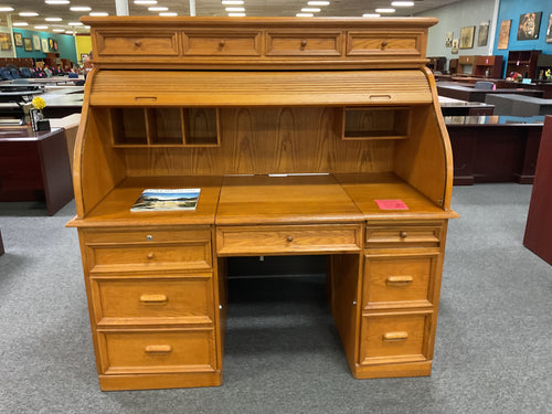 R55 32”x 62” Oak Rolltop Used Desk $499.98 - 1 Only