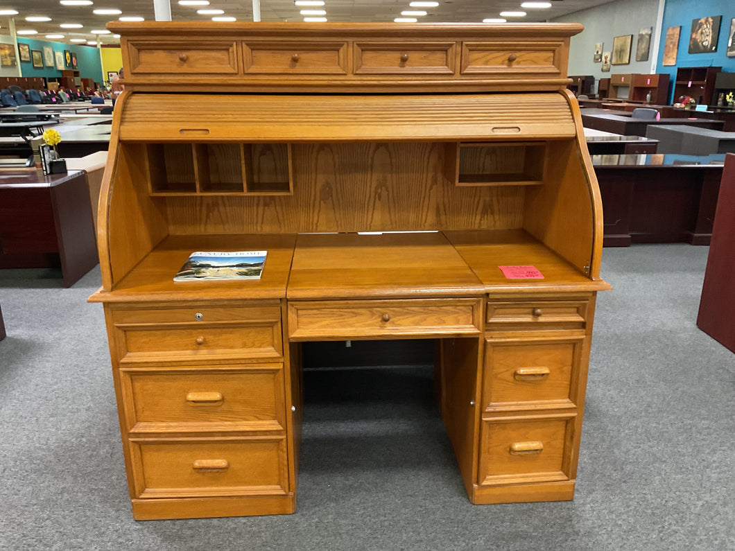 R55 32”x 62” Oak Rolltop Used Desk $499.98 - 1 Only